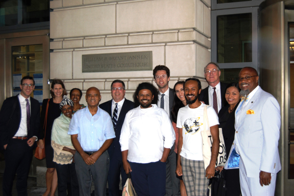 Tzedek DC staff, pro bono attorneys, and plaintiffs after a hearing in Ayele v. District of Columbia.