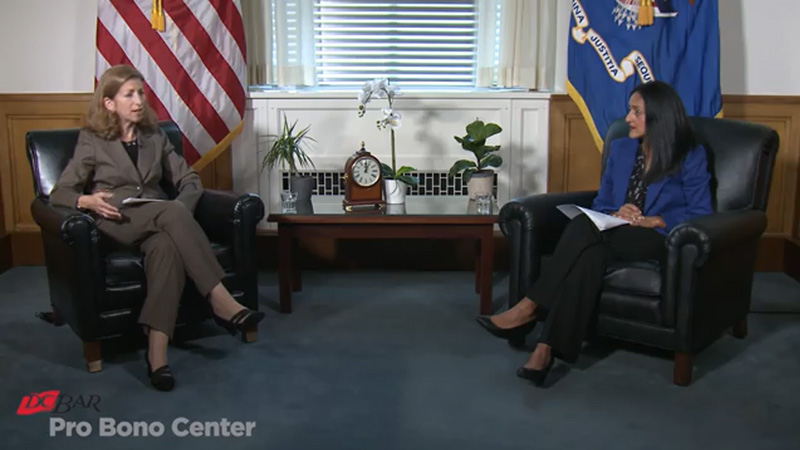 Laura Klein (left), pro bono program manager at the U.S. Department of Justice, with U.S. Associate Attorney General Vanita Gupta