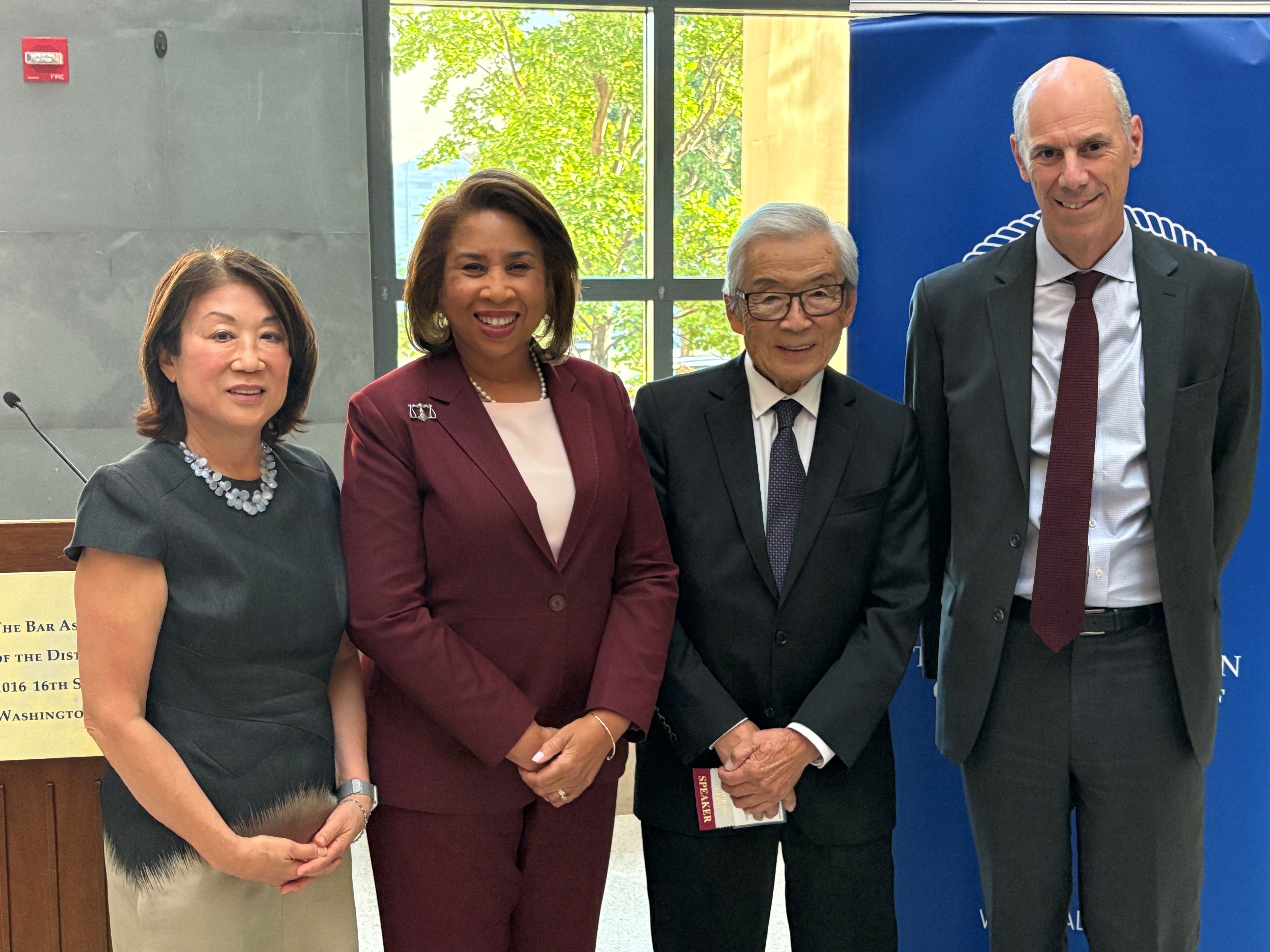 From left to right: BADC President Shirley Ann Higuchi, D.C. Court of Appeals Chief Judge Anna Blackburne-Rigsby, history scholar Sam Mihara, and Chief Judge James E. Boasberg of the U.S. District Court for the District of Columbia.