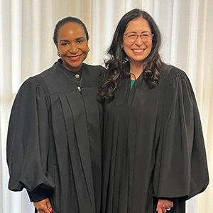 Superior Court Chief Judge Anita Josey-Herring (left) with newly installed Judge Veronica M. Sanchez