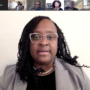 Moderator Kassandra Ramsey, chair of the Sports Law Subcommittee of the D.C. Bar Arts, Entertainment, Media, and Sports Law Community