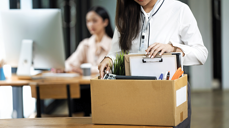 Person clearing out her office